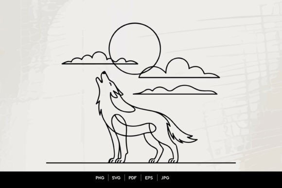 Download Howling Wolf Line Art SVG - Premium Bundle