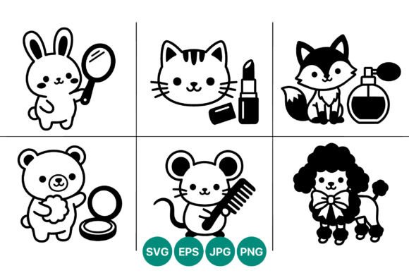 Download Cute Animal Characters with Beauty Tools - Premium Resources