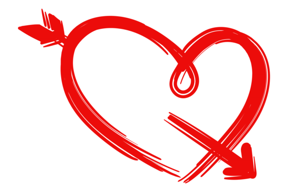 Download Heart Arrow Doodle in Brush Stroke Style - Stroke style Collection