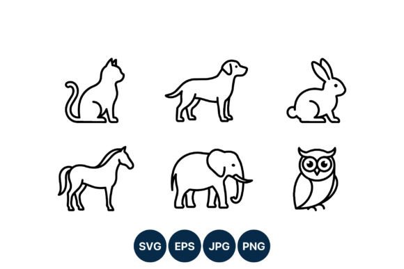 Download Black and White Animal Line Art Icons - Premium Bundle